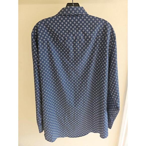 Alfani Shirt Men's Slim Fit Shirt Small 4-Way Navy Blue White - Picture 4 of 5